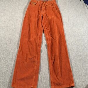 Empyre Tori Corduroy‎ Pants Womens Size 0 Orange Wide Leg 100% Cotton Y2K Retro